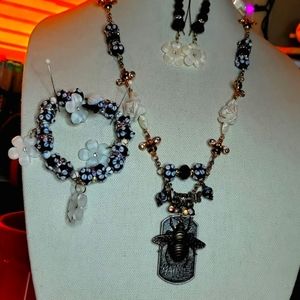 "BEE MINE": 3-pc Necklace Set with matching Bracelet and Earrings